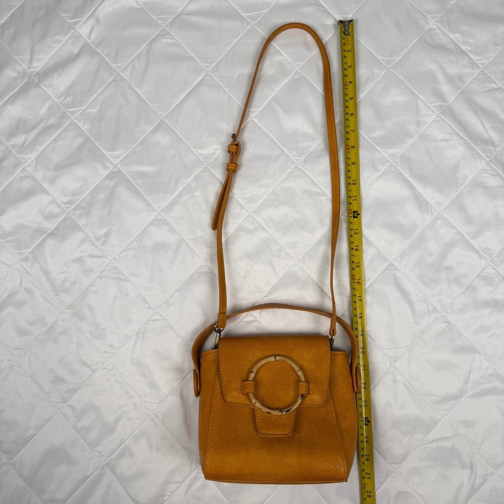 Free People Carrie Circle Mustard Shoulder Bag Bamboo Ring Boho - Picture 10 of 16